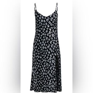 Reformation Crimini Slip Dress in Leopard Black & White Pattern, Size 10